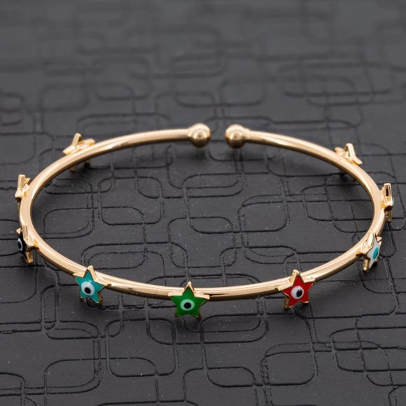 4 braceletsEvil eye, Nazar Gold Metal, talisman, open cuff, turkish eye - Picture 6 of 16